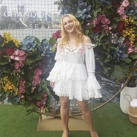 Alice McCall White Dress with Pink Floral Embroidery - Picture 4 of 8